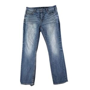 BKE Tyler Mens Jeans 34x34 Distressed Denim Straight Leg Casual Blue